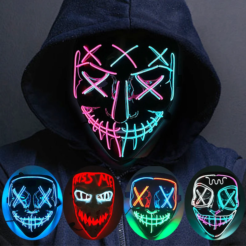 Led Purge Mask Halloween - Maschera a LED Neon Wireless che