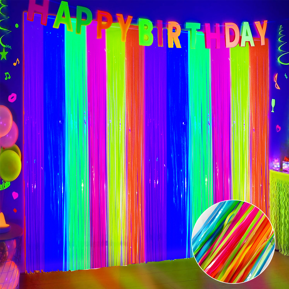 Glow In The Dark Party Glasses - Tenda con frange multicolori che si