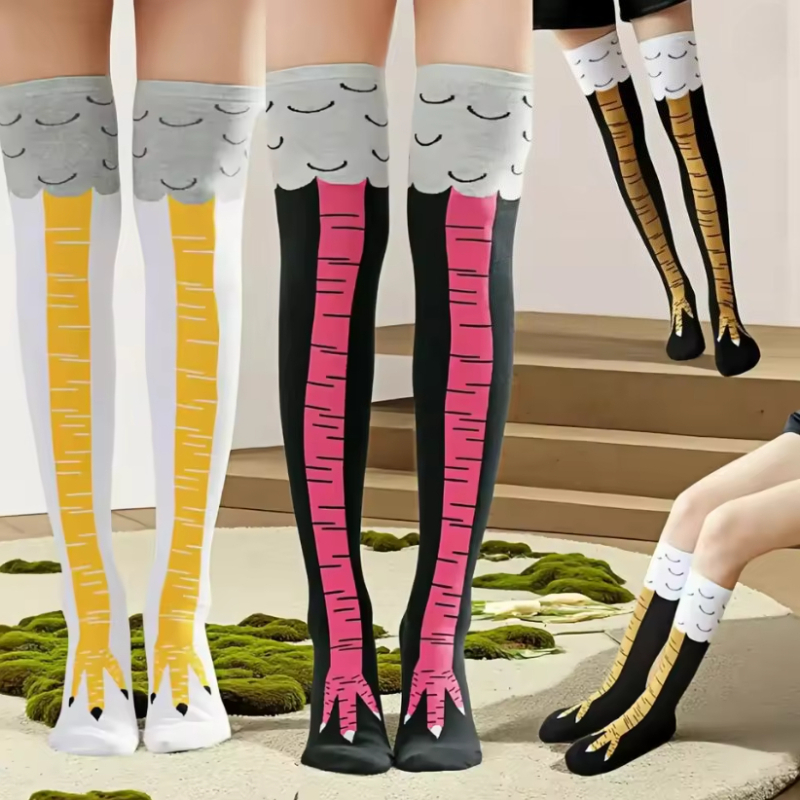 Funny Chicken Leg Socks - Nuovi Calzini Alti da Donna alla